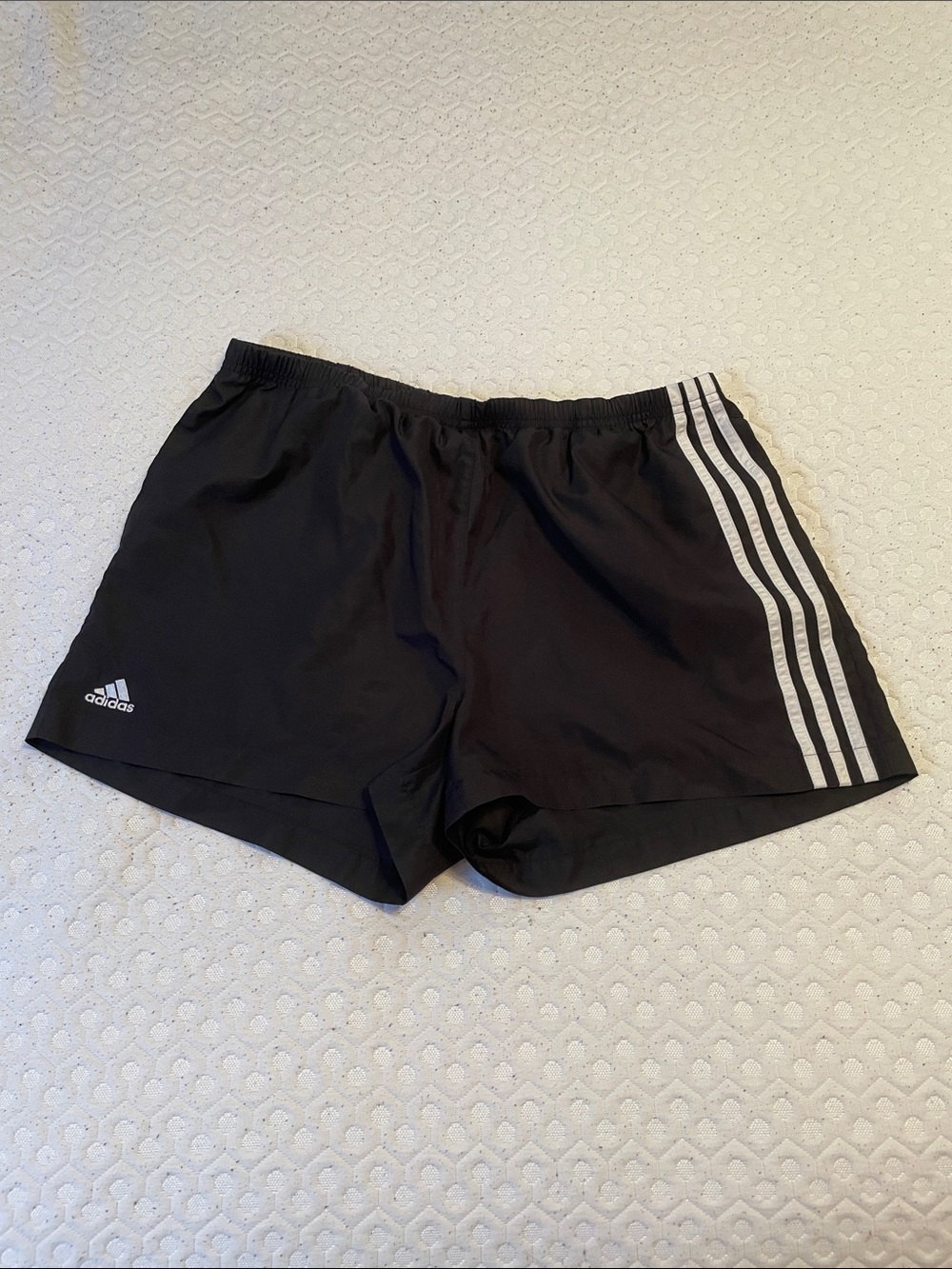 adidas Black Athletic Shorts with White Side Stripes